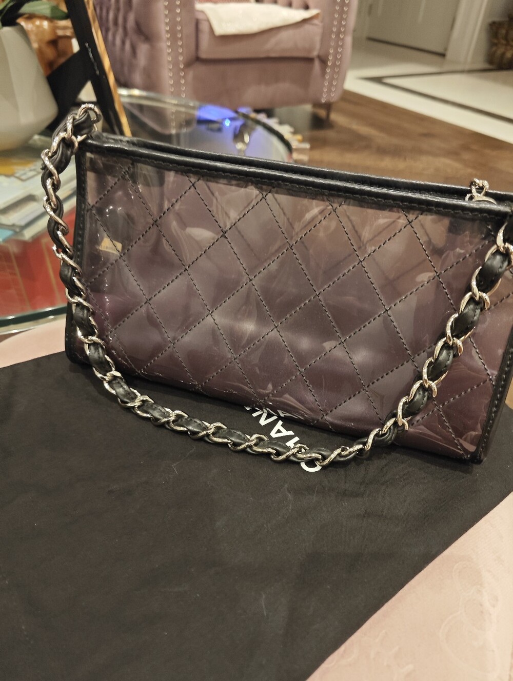 CHANEL PVC black & gray purse